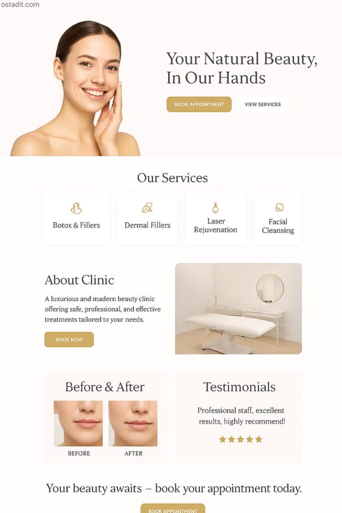طراحی سایت کلینیک زیبایی مینیمال