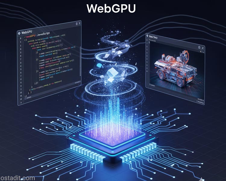 تحول در طراحی وب با فناوری WebGPU در دو قاب با کد و تصویر