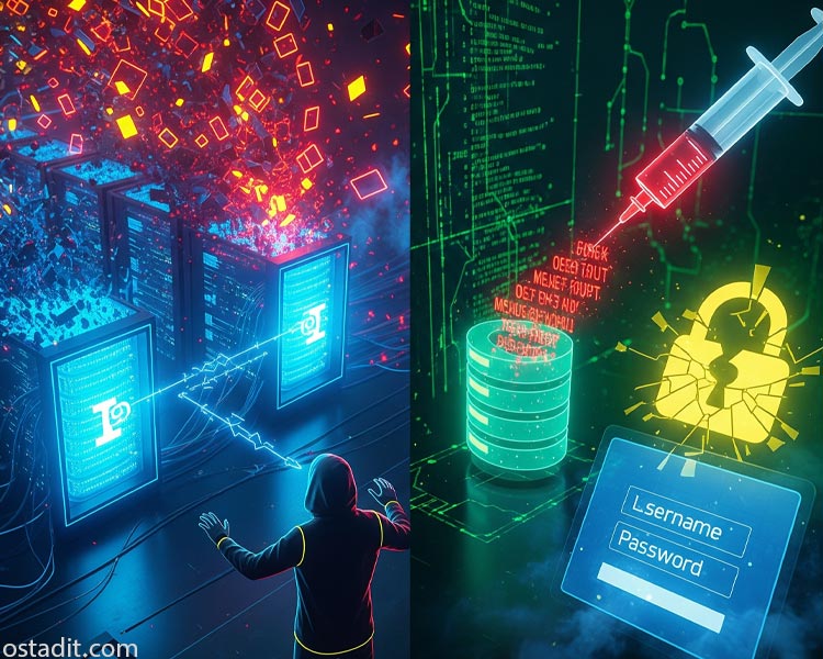 انواع حملات سایبری در حوزه های شبکه و نرم افزار