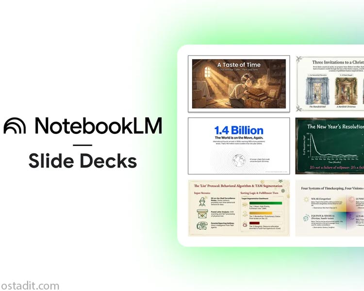 بروزرسانی NotebookLM هوش مصنوعی اسلایدر ساز گوگل که فرآیند تولید محتوای بصری را متحول می کند