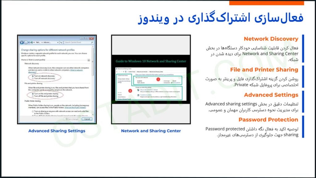 فعال سازی قابلیت های شبکه و اشتراک گذاری از کنترول پنل ویندوز 10