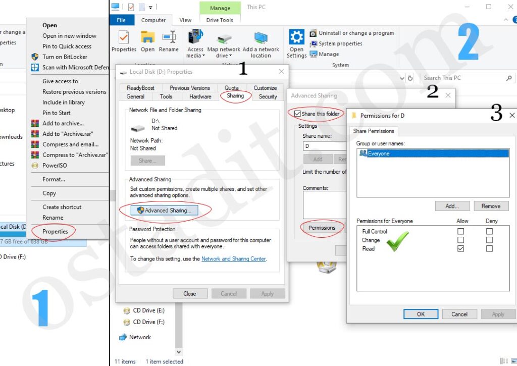 اشتراک گذاری یک درایور یا پوشه و پرینتر