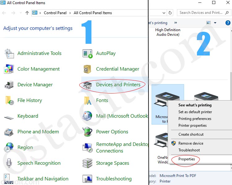 برای اشتراک گذاری پرینتر