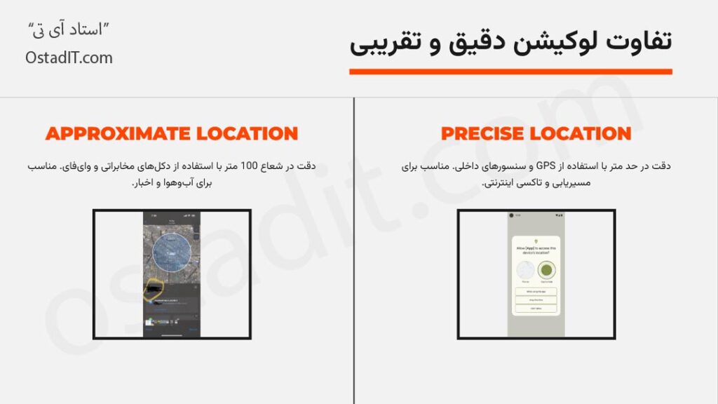 تفاوت لوکیشن دقیق (Precise Location) و لوکیشن تقریبی (Approximate Location)