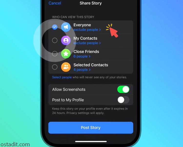 انتشار استوری تلگرام برای همه مخاطبین